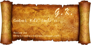 Gebei Kálmán névjegykártya